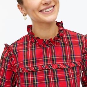 J. Crew Red Tartan Plaid Ruffle Blouse
Great for the Holidays!